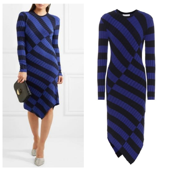 Altuzarra Dresses & Skirts - Altuzarra Whistler Asymmetric Striped Ribbed Dress